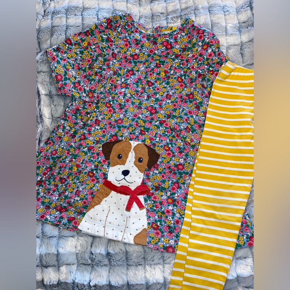 Mini Boden dress with leggings